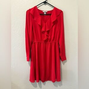 H&M Red Long Sleeve Short Dress